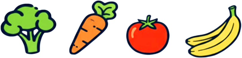 Carrot and tomato illustration representing healthy eating