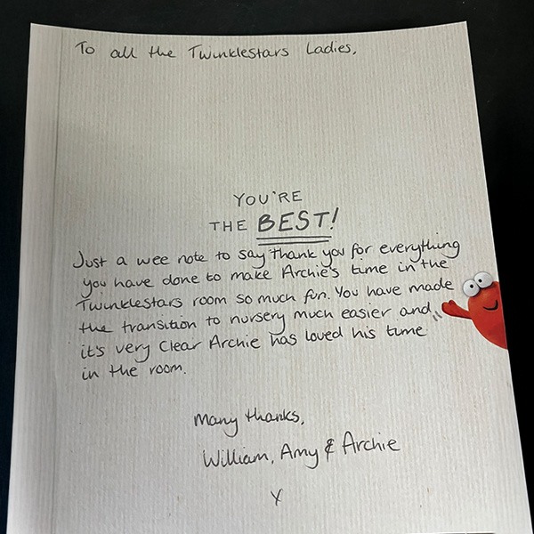 Craigard Nursery Thank you Card for Twinkle Stars Nursery Room